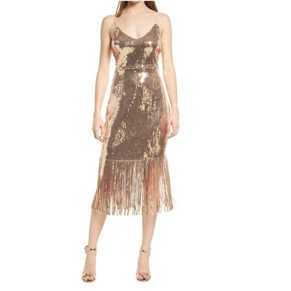 Fringe metallic Midi Dress - Picture 1 of 6
